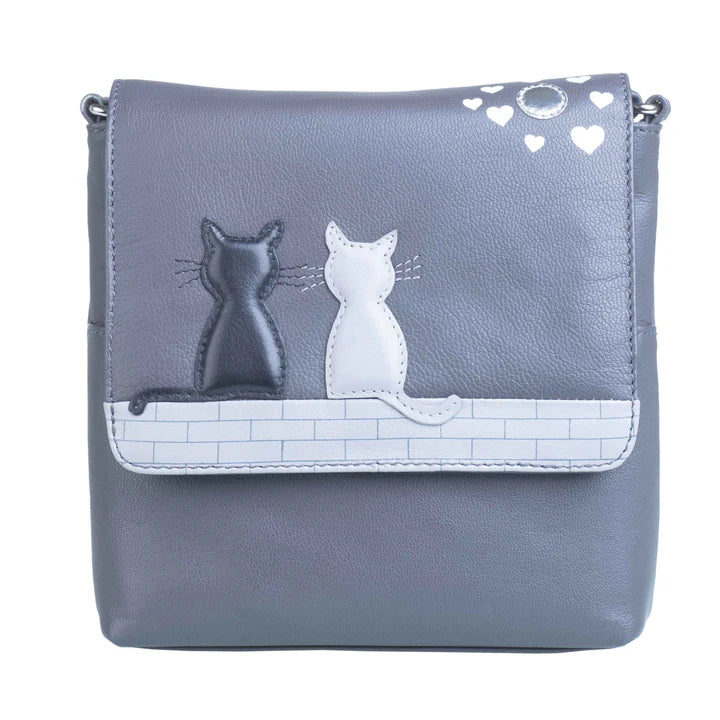 Mala Leather Midnight Cats Cross Body Bag Black or Grey