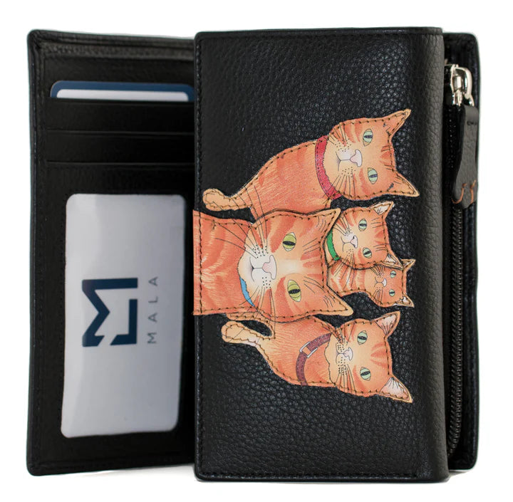 Mala Leather Kitty Crew Tri-Fold Purse