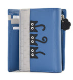 Mala Leather Peek a Boo Cats Small Tri Fold Purse RFID Blue