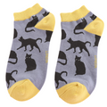 Miss Sparrow Ladies Bamboo Trainer Socks Cute Cats