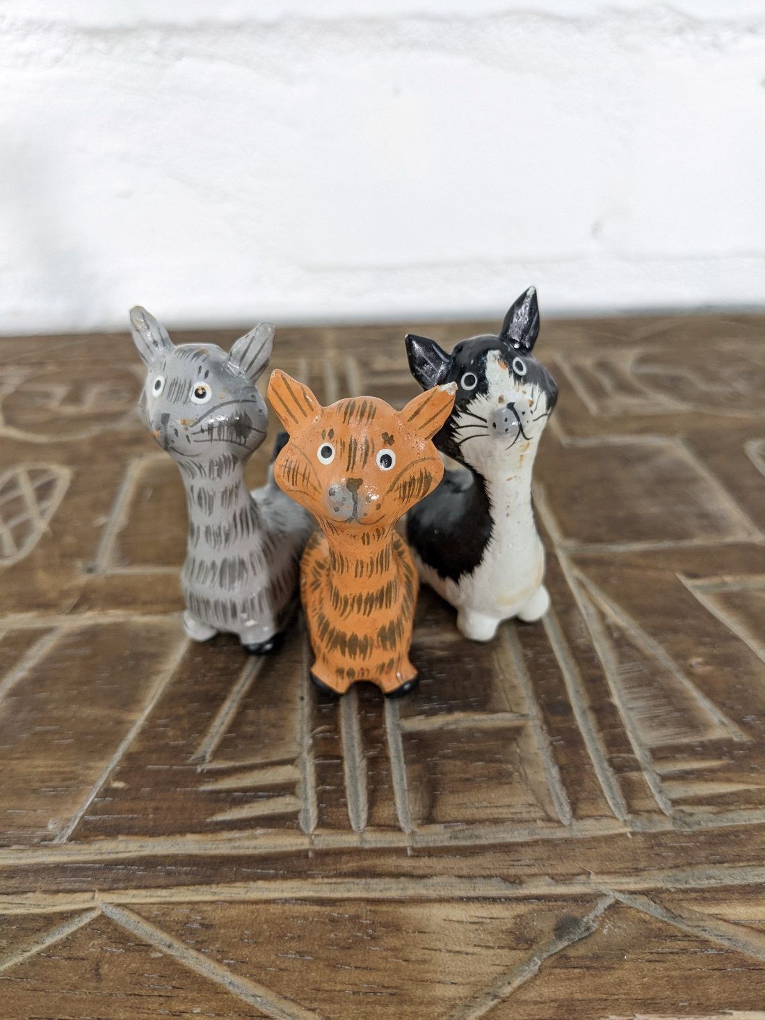 Fair Trade Handmade Wooden Cute Little Cat Ornaments
