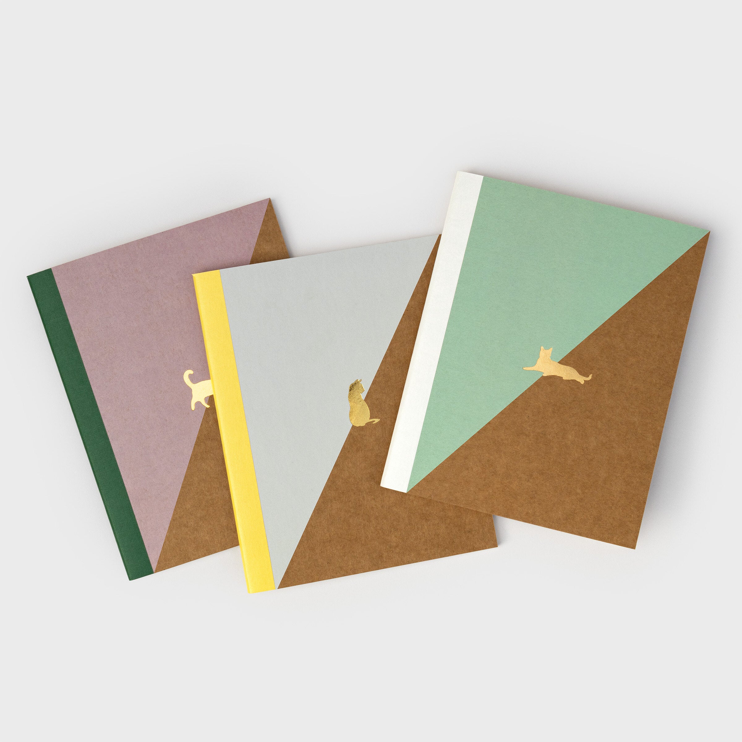 A5 Cat Kraft Notebooks 3 Pack – Recycled Paper Eco-Friendly Journals