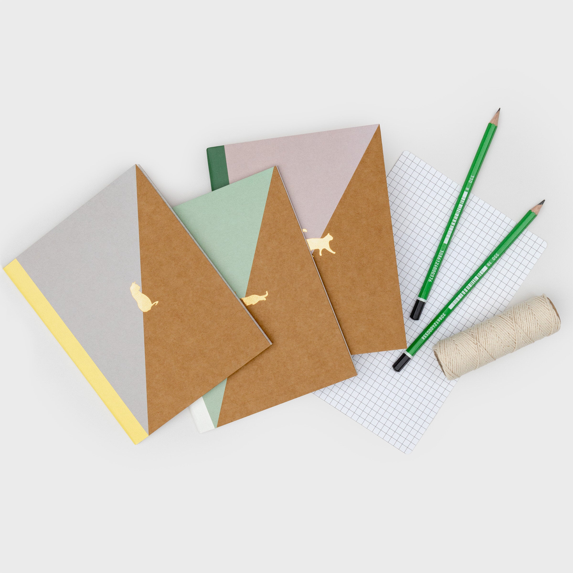 A5 Cat Kraft Notebooks 3 Pack – Recycled Paper Eco-Friendly Journals