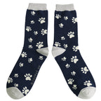 Mr Sparrow Men's Bamboo Cat Socks ‘Paw Print’ Navy