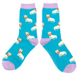 Miss Sparrow Ladies Bamboo Cat Socks 'Lions’ Turquoise