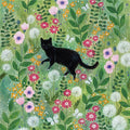 Black Cat in Flowers Greetings Card Any Occasion