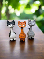 Fair Trade Handmade Medium Wooden Cat Ornament