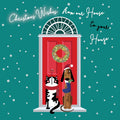 Cat and Dog Cute Christmas Card - Our House to Yours