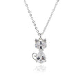 Equilibrium Silver Plated Sparkly Cat Necklace Pendant