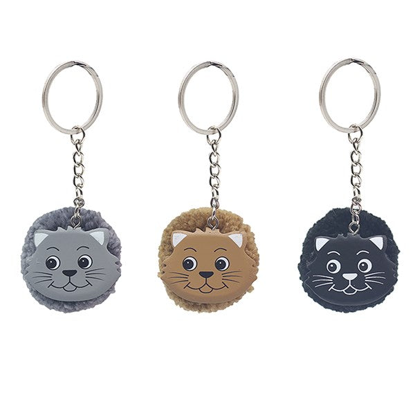 Woolly Pom Pom Fun Cat Keyring / Bag Charm