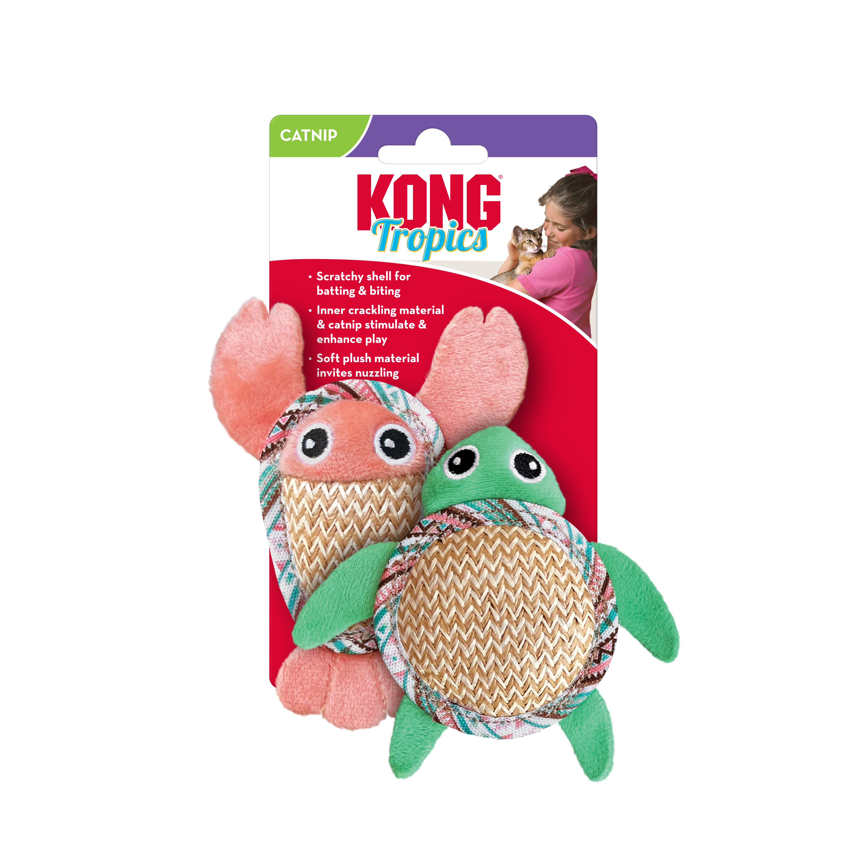 KONG Tropics Sea Pals Catnip Crinkle Cat Toys 2 Pack