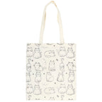 White Cat Print PolyCotton Tote Shopping Bag