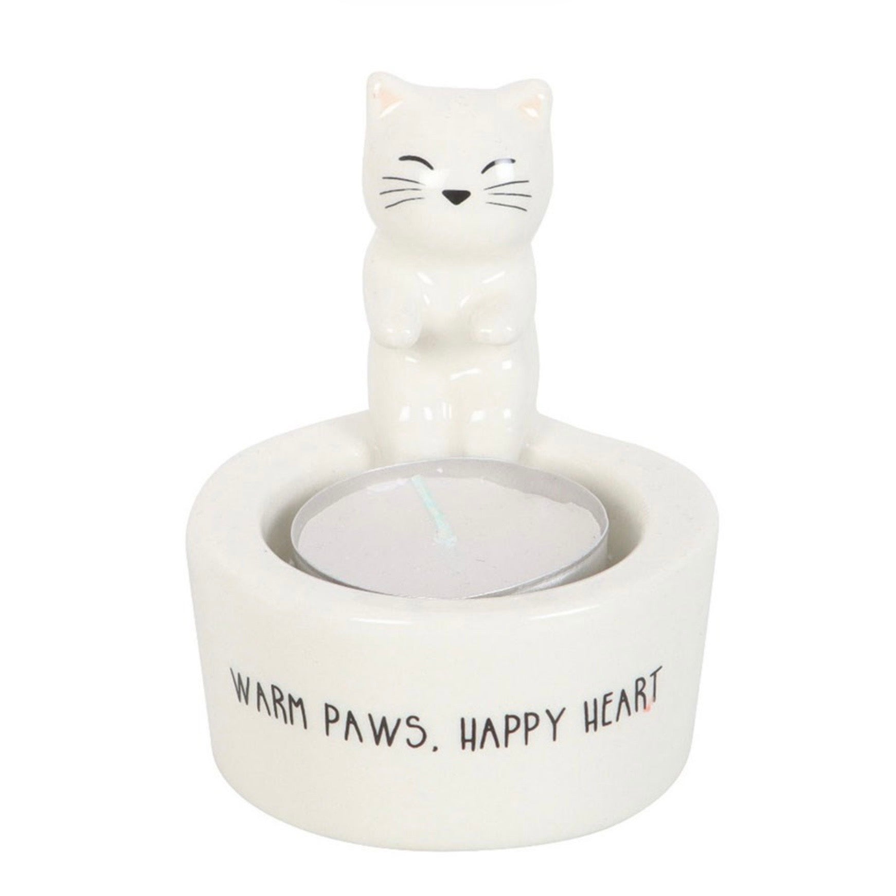 Warm Paws Happy Heart Cat Tea Light Holder – Cat Lover Gift & Home Decor