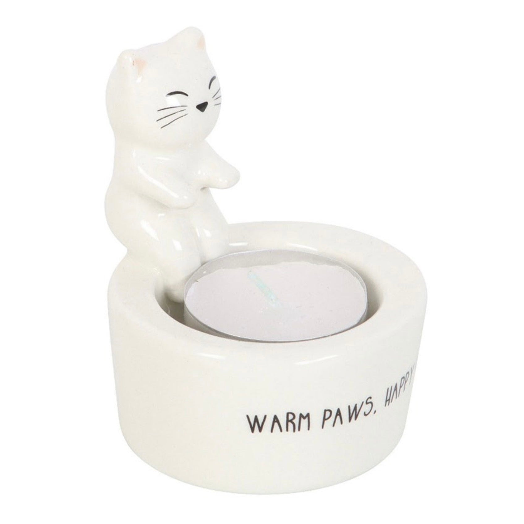 Warm Paws Happy Heart Cat Tea Light Holder – Cat Lover Gift & Home Decor