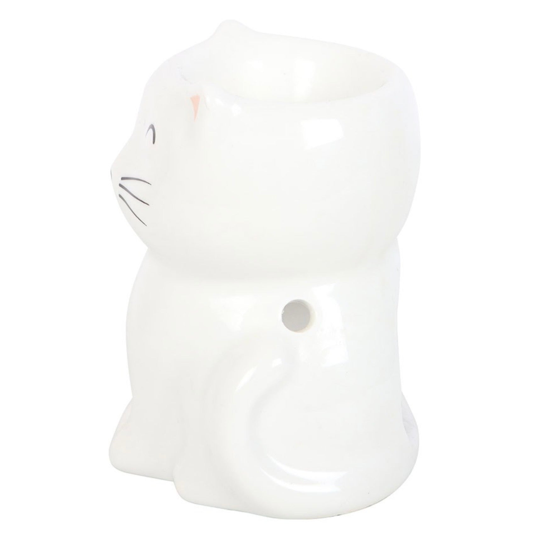 White Happy Cat Ceramic Oil Burner