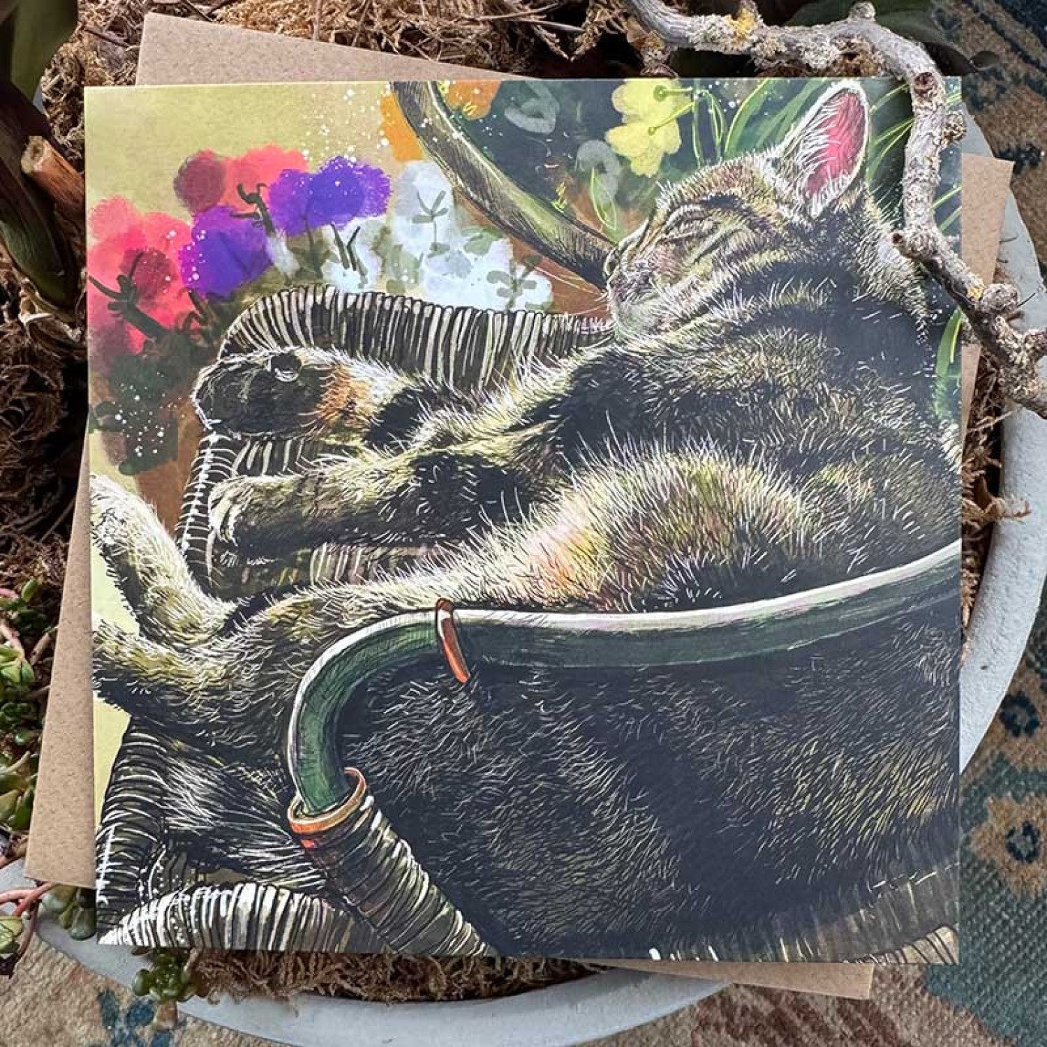 Alex Clark Classic Square Cat Card Any Occasion - Sound Asleep