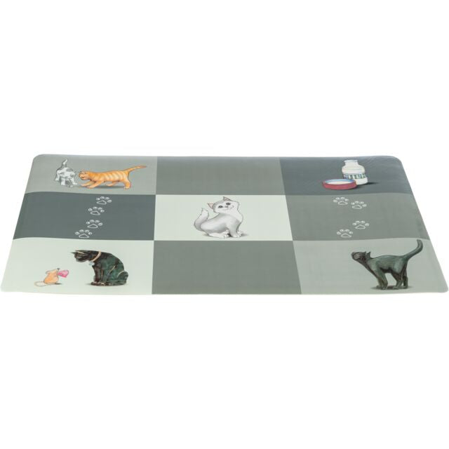 Trixie Non Slip Food Water Placemat - Patchwork Cat Design