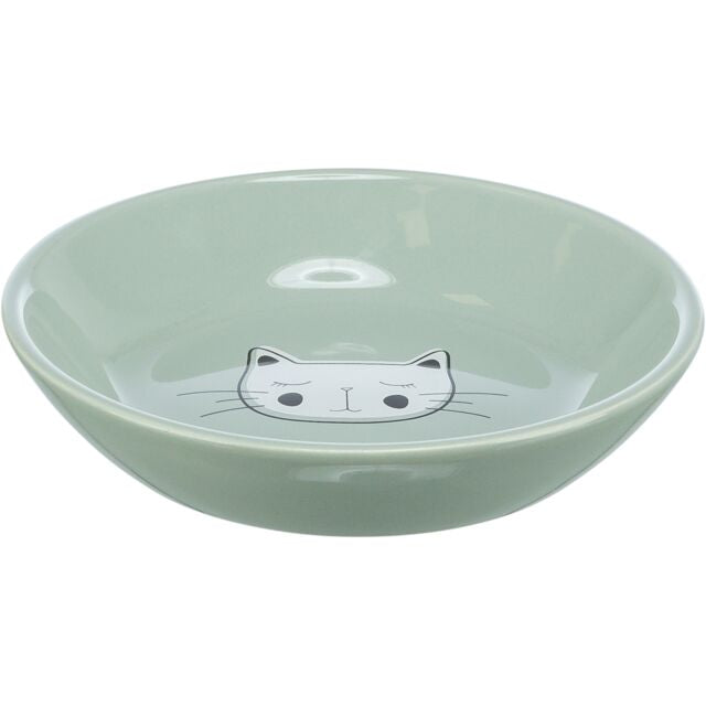 Trixie Ceramic Cat Food Water Shallow Bowl - Cat or Fish Design, 2 Colours