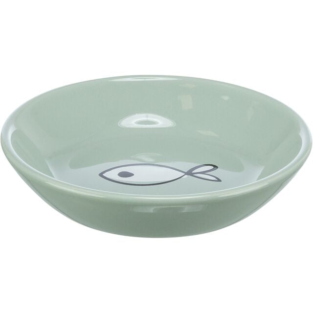 Trixie Ceramic Cat Food Water Shallow Bowl - Cat or Fish Design, 2 Colours