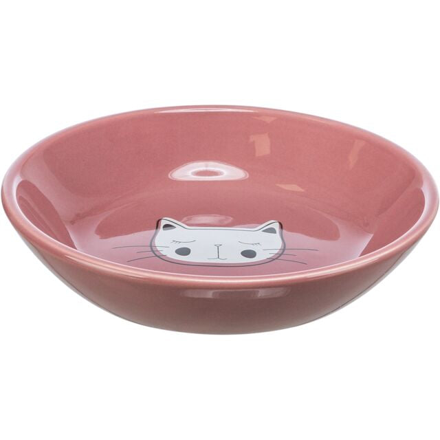 Trixie Ceramic Cat Food Water Shallow Bowl - Cat or Fish Design, 2 Colours
