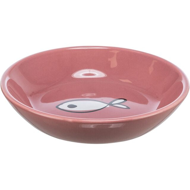 Trixie Ceramic Cat Food Water Shallow Bowl - Cat or Fish Design, 2 Colours
