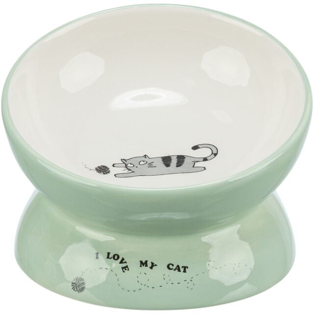Trixie Elevated Ceramic Cat Food Water Bowl “I Love my Cat” Design