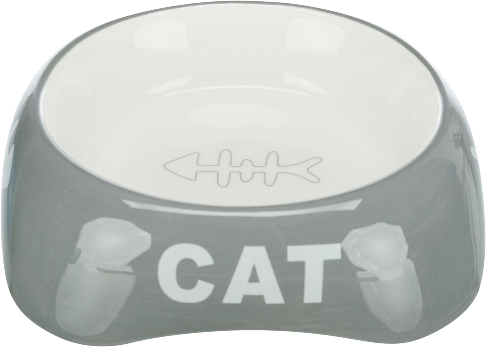 Trixie Cat Food Water Ceramic Bowl - Fishbone & Cat Design, 3 Colours