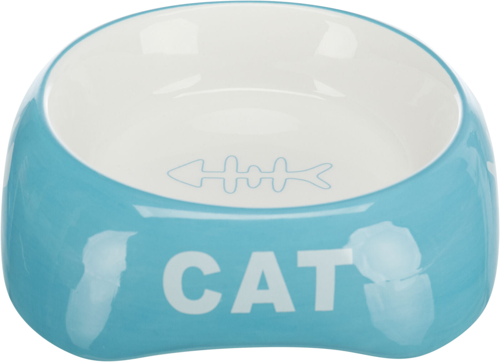 Trixie Cat Food Water Ceramic Bowl - Fishbone & Cat Design, 3 Colours