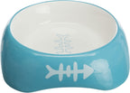 Trixie Cat Food Water Ceramic Bowl - Fishbone & Cat Design, 3 Colours