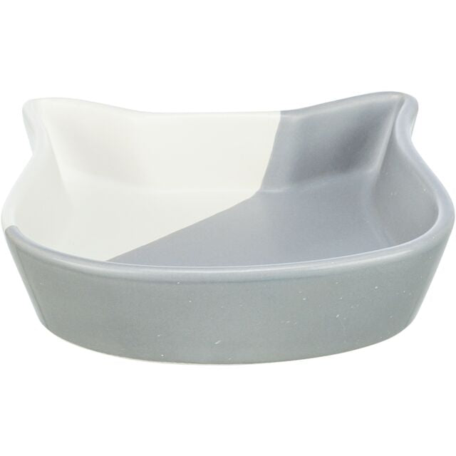 Trixie Grey & White Cat Head Shaped Food Water Bowl
