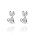 Equilibrium Silver Plated Sparkly Cat Earrings