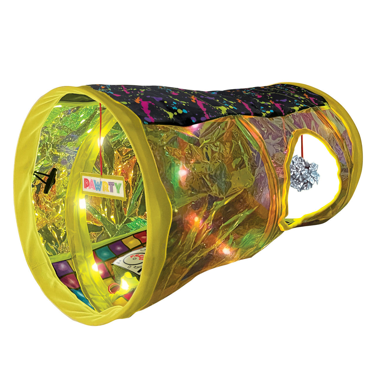 KONG Rave Cave Disco Tunnel interactive cat toy with flashing lights and crinkle play tunnel