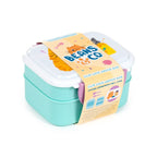 Beans & Co Cats Clip Lock Stacked Bento Lunch Box with Cutlery