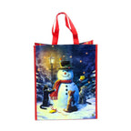 Lisa Parker Christmas reusable shopping bag showing festive snowman and cats winter artwork