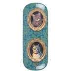 Rear of Lisa Parker Mad About Cats glasses case featuring framed cat portraits of Smokey and Oliver.