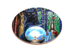 Magic Cats coaster featuring a black cat gazing into a glowing crystal ball