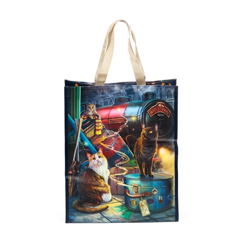 Lisa Parker Witchwood Express reusable shopping bag with magical cat artwork
