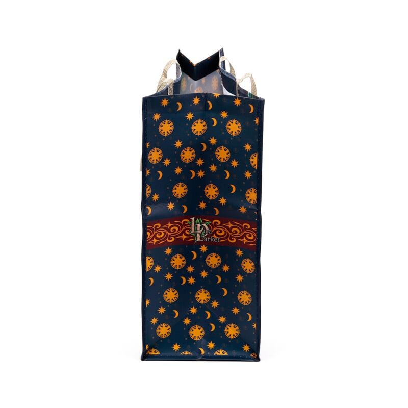 Side view of Lisa Parker Witchwood Express shopping bag with celestial pattern