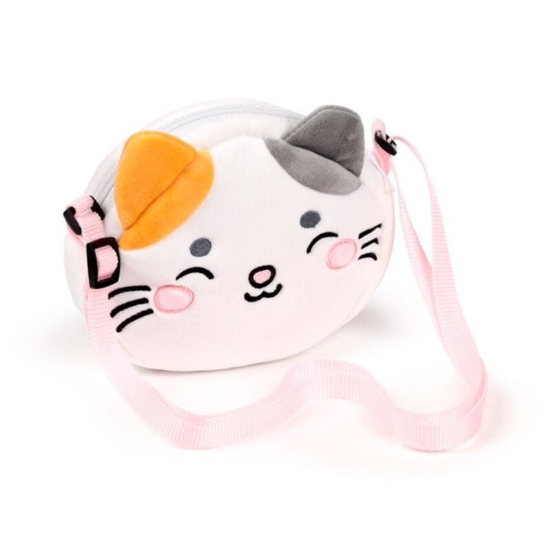 Front view of Adoramals Lola the Cat plush shoulder bag