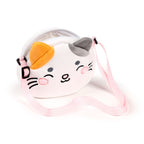 Adoramals Lola the Cat plush crossbody bag with zip compartment open