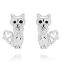 Equilibrium Loving Cat silver plated earrings with sparkling bows and heart-shaped tails