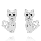 Equilibrium Loving Cat silver plated earrings with sparkling bows and heart-shaped tails