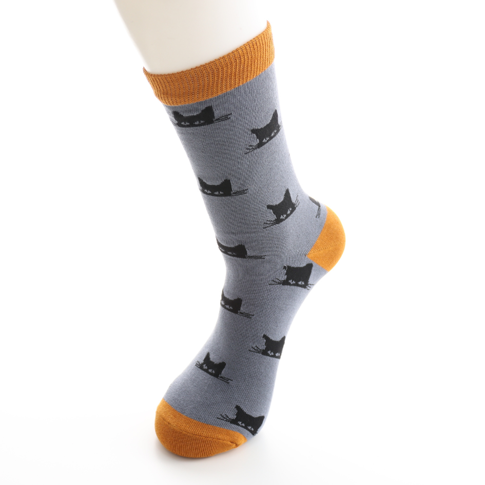 Mr Sparrow Men's Bamboo Cat Socks ‘Peeking Cats' Inky Blue
