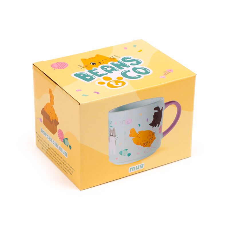 Beans & Co Cats Large Porcelain Mug