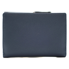 Rear view Mala Leather Alley Cats leather tri-fold purse with RFID protection and cat appliqué design