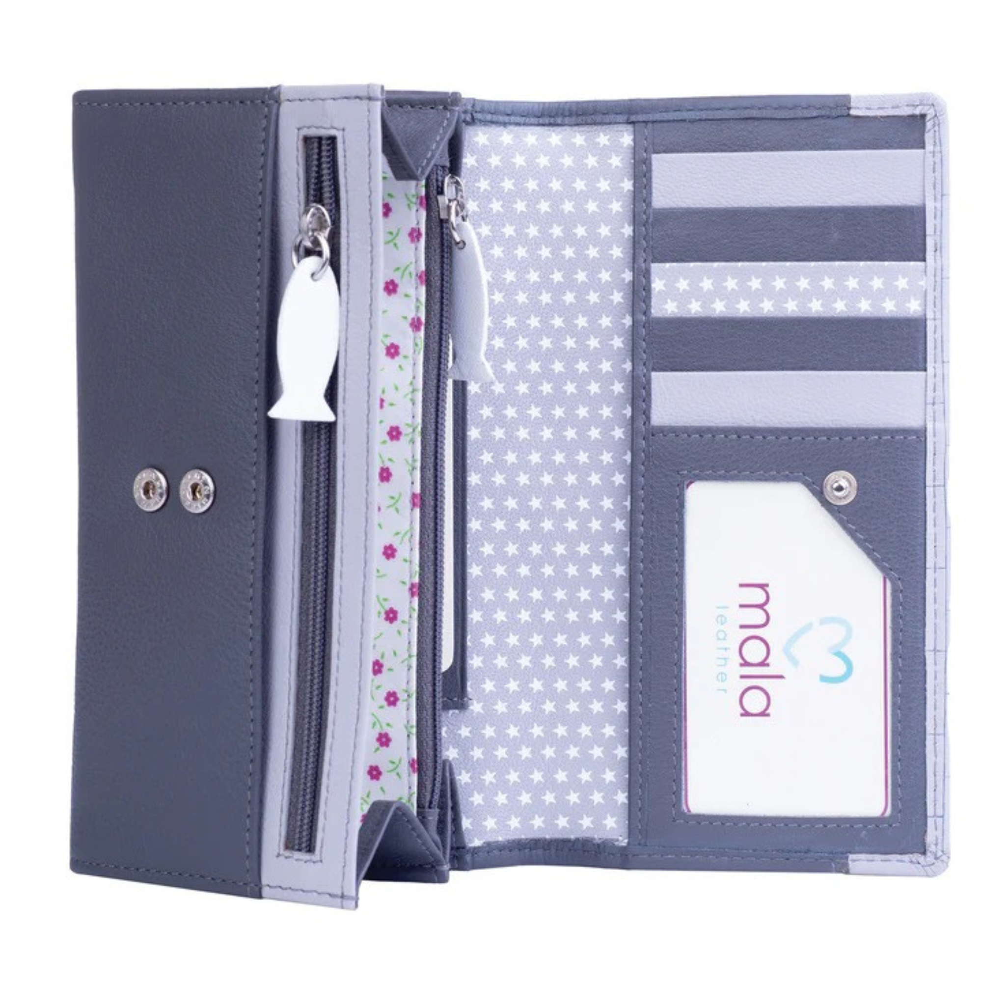 Inside of Mala Leather Midnight Cats Matinee Purse