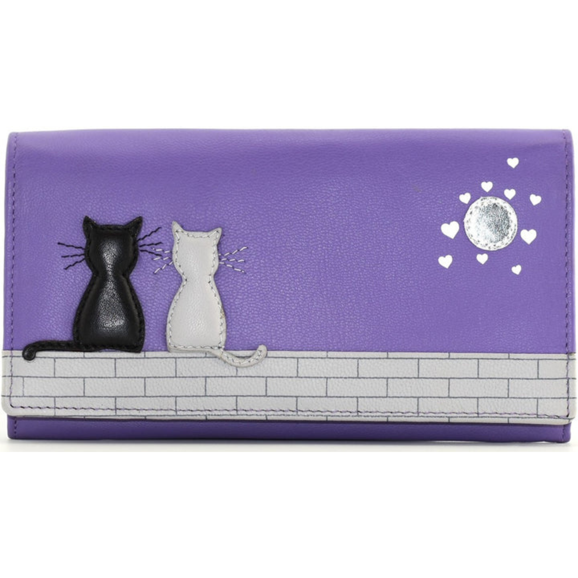 Purple Mala Leather Midnight Cats Matinee Purse