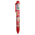 Maneki Neko Lucky Cat 6 Colour Pen with red barrel, Japanese lucky cat illustrations and six selectable ink colours including black, blue and purple