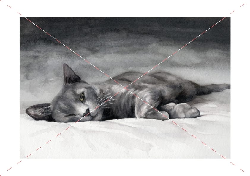 Night Watcher Cat watercolour cat artwork by Marie Brown – December calendar image