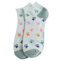 Miss Sparrow Ladies Bamboo Trainer Socks – Multi Paw Prints Duck Egg